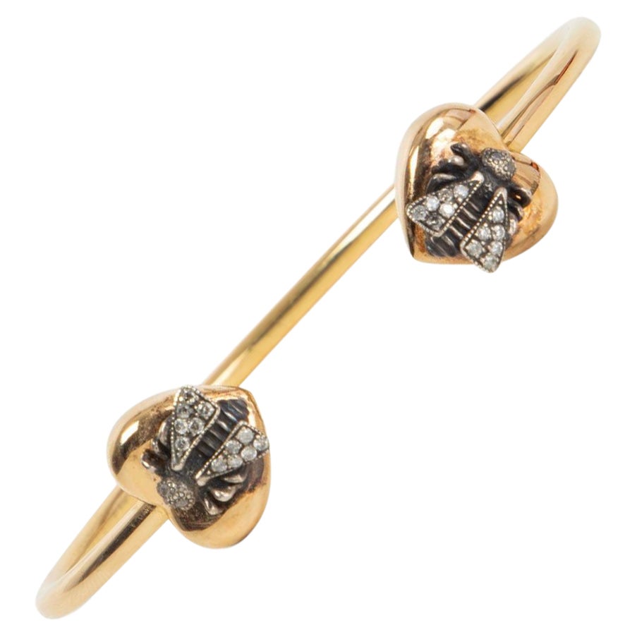 Gucci 18K Gold & Diamond Le Marche Des Merveilles Bee Cuff Bracelet
