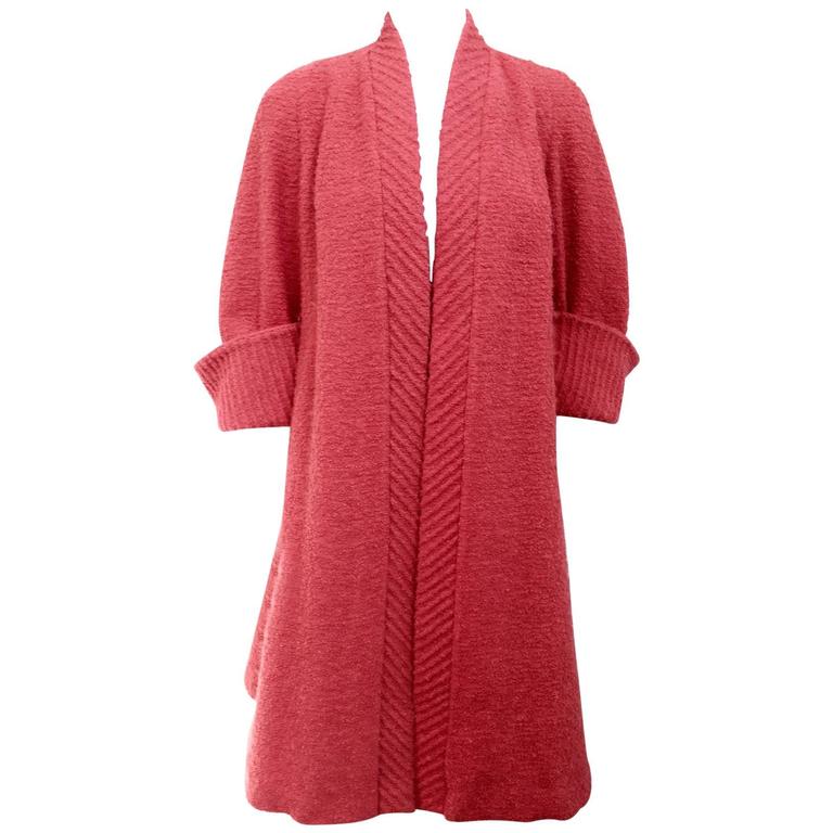 1950s Salmon Pink Wool Swing Coat For Sale at 1stdibs
