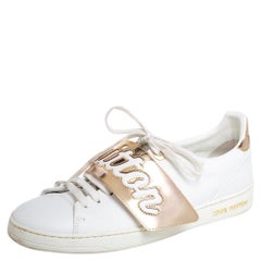 Louis Vuitton White/Gold Leather Frontrow Low Top Sneakers Size 37.5