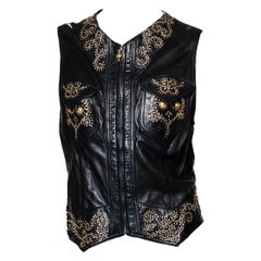 F/W 1992 Gianni Versace Couture Miss S&M Studded Leather Vest Medusa Accents