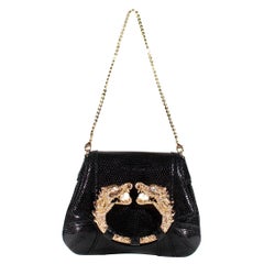 F/W 2004 Gucci by Tom Ford Black Lizard Rhinestone Dragon Chain Mini Bag Runway