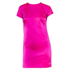 Pasarela F/W 2001 Gucci by Tom Ford Mini Vestido con Cremallera de Satén de Seda Rosa Caliente