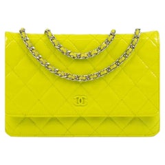 Chanel, Wallet-On-Chain in yellow patent leather