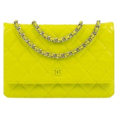 Chanel, Wallet-On-Chain in yellow patent leather