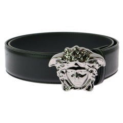 Versace, ceinture MEDUSA 3D en cuir noir 85/34, neuve
