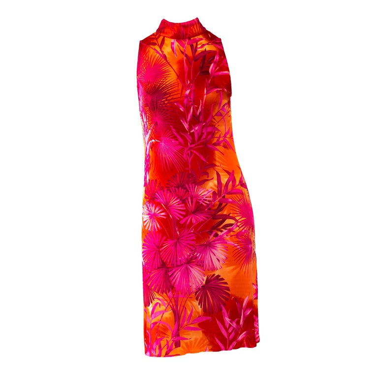 S/S 2000 Gianni Versace Pink Jungle Dress by Donatella Versace For Sale