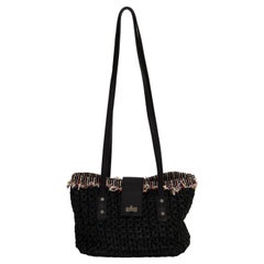 New Chanel Straw Tweed Black Bag