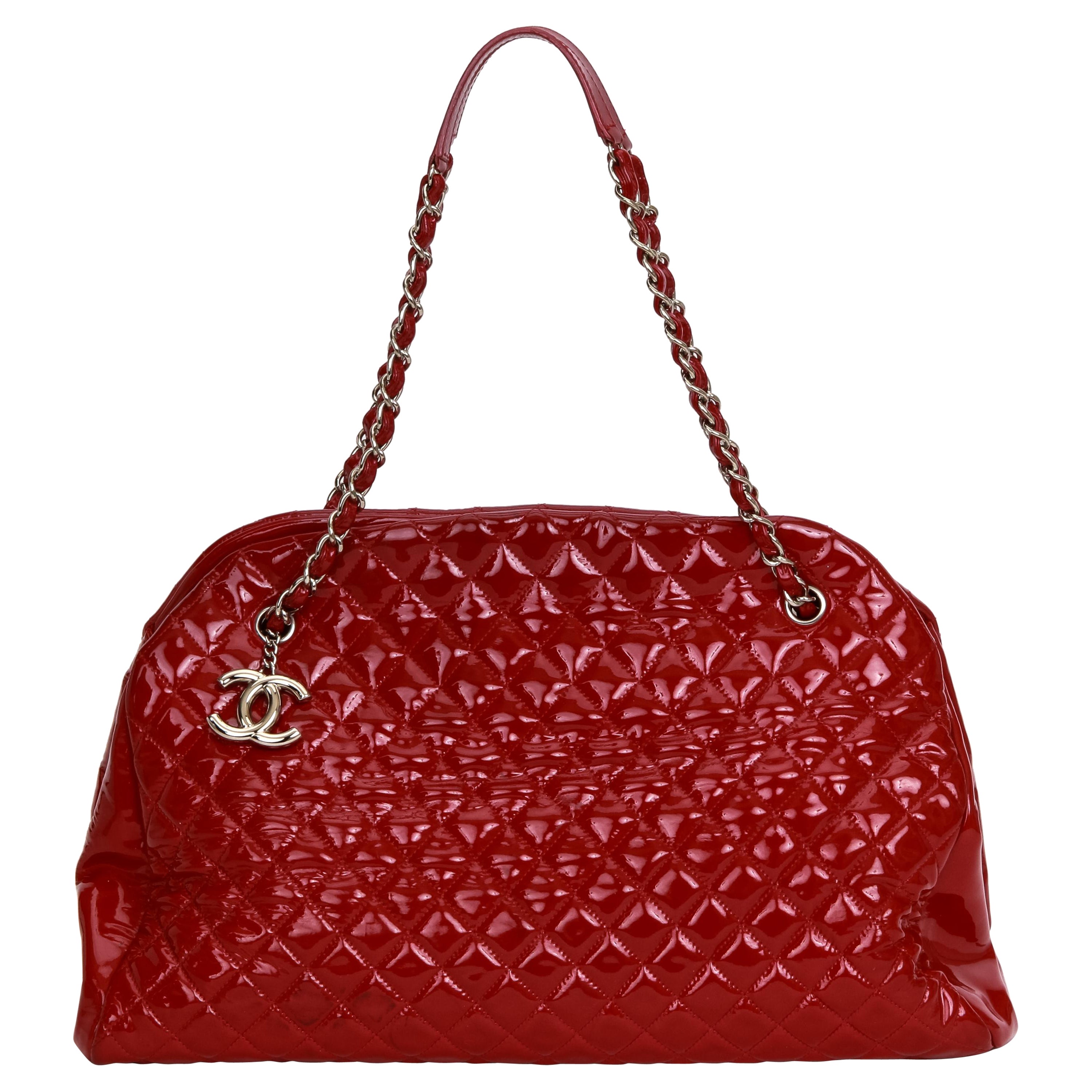 Chanel XXL Red Patent Mademoiselle Bag For Sale