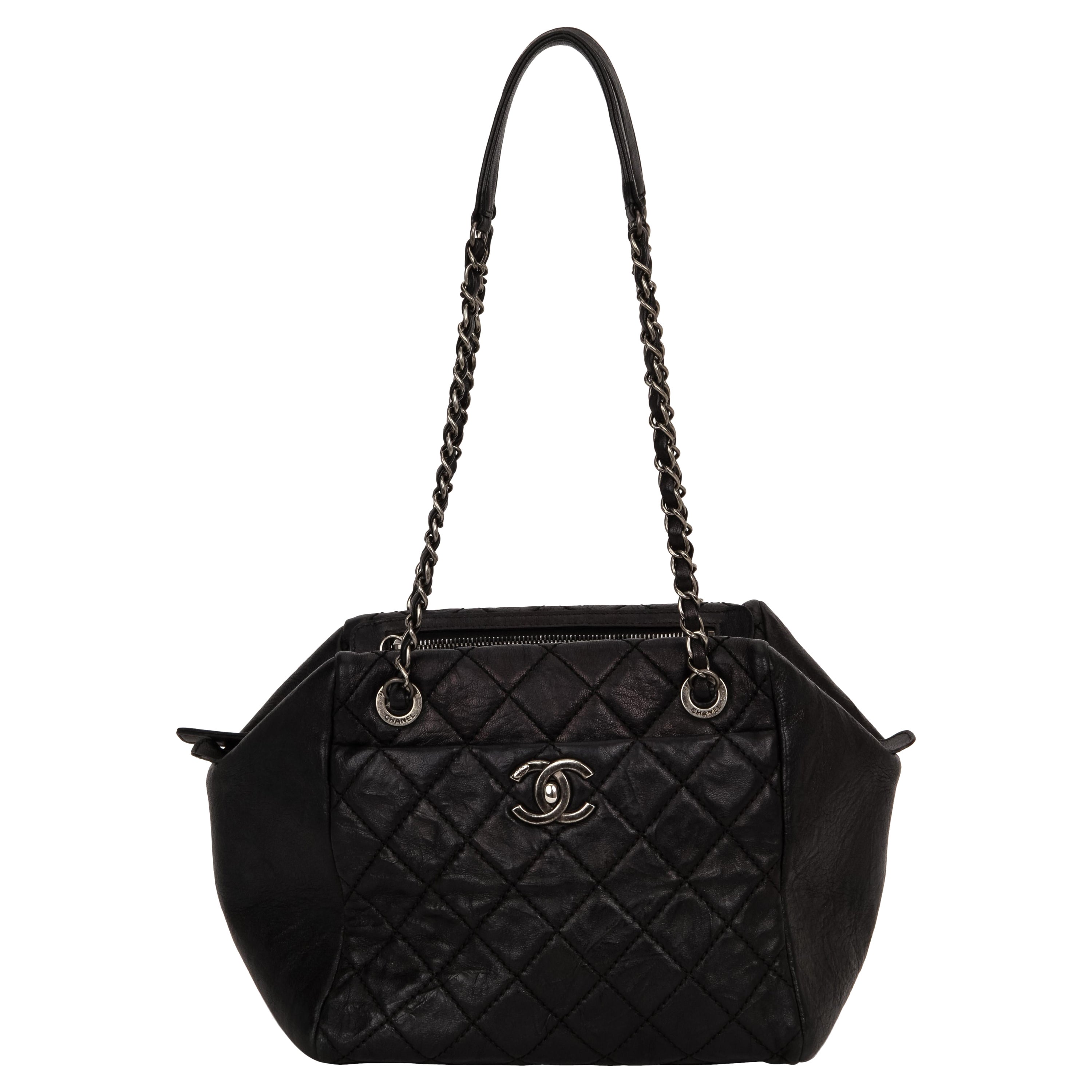 Chanel Black Caviar Double Zip Handbag