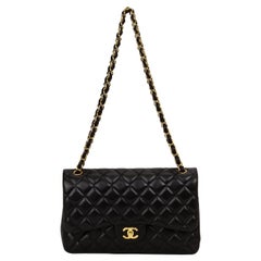 Chanel Black Lamb Jumbo Double Flap Gold Bag
