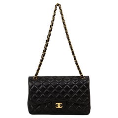 Chanel Black Lamb Jumbo Double Flap Gold Bag