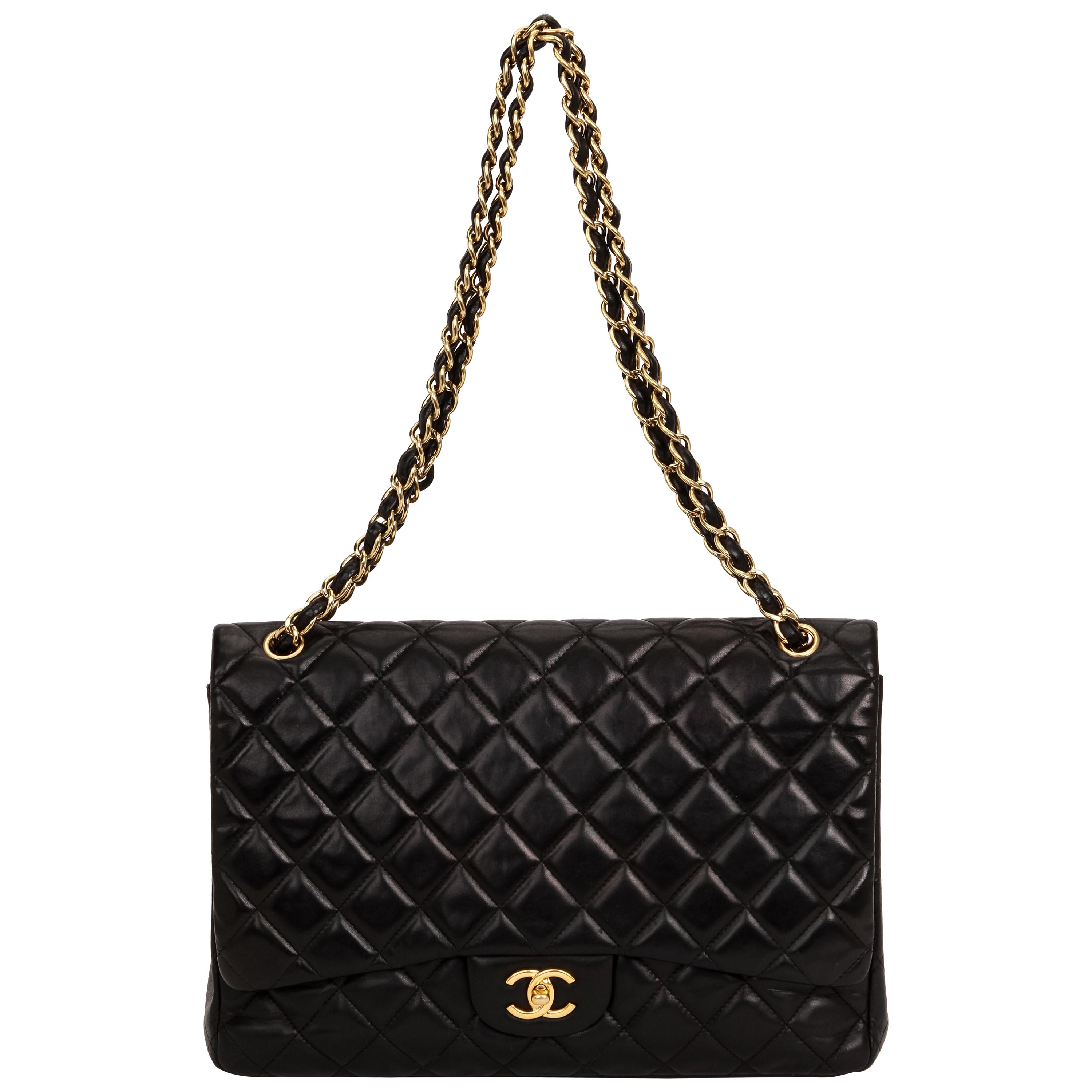 Chanel Bolso Maxi Solapa Cordero Negro