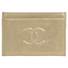 New Chanel Gold Leather Card Case