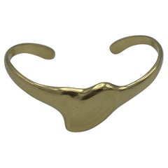 Vintage Tiffany & Co. Elsa Peretti Yellow Gold Heart Bangle Cuff Bracelet