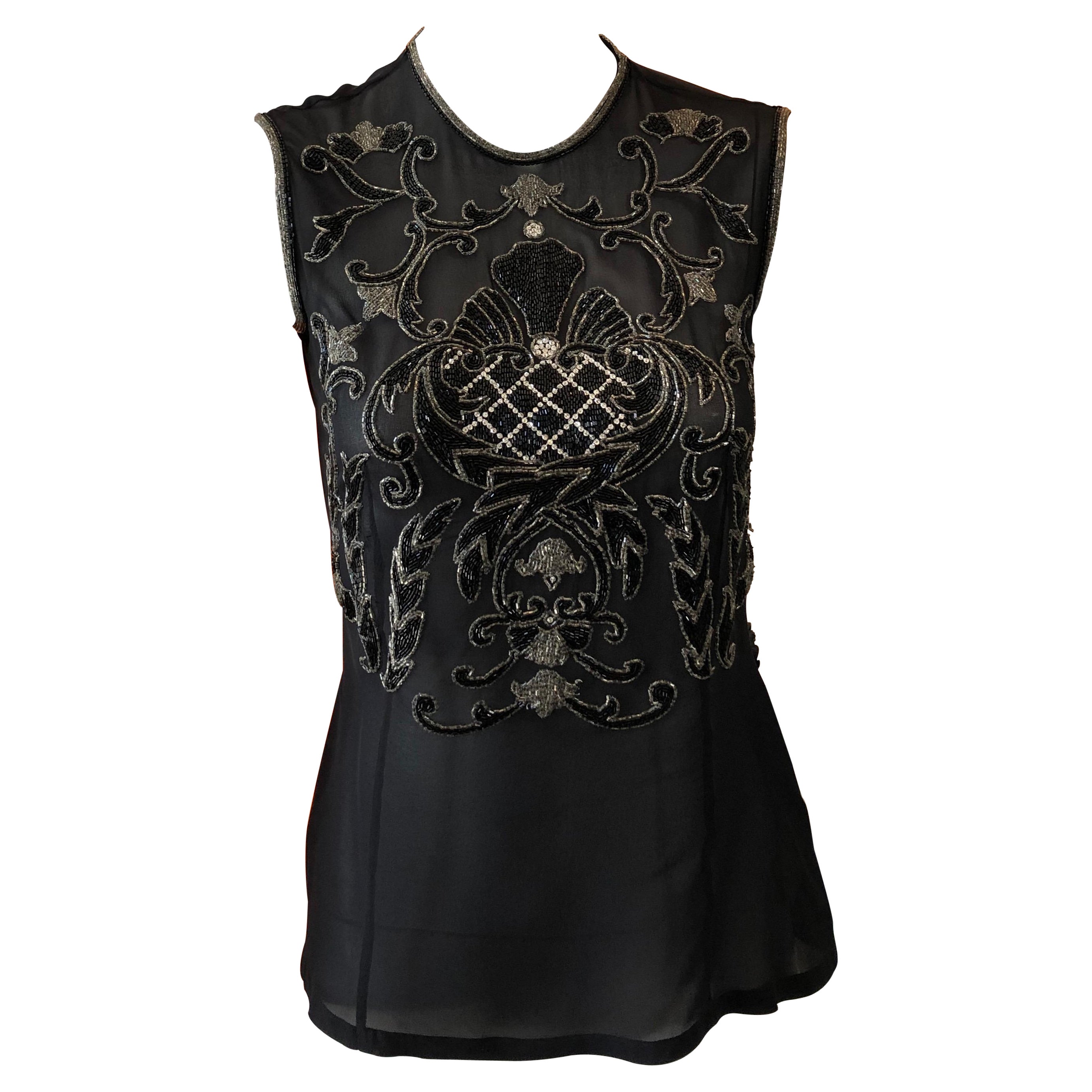 1980s Gianni Versace Black and White Checkered OffTheShoulder Silk