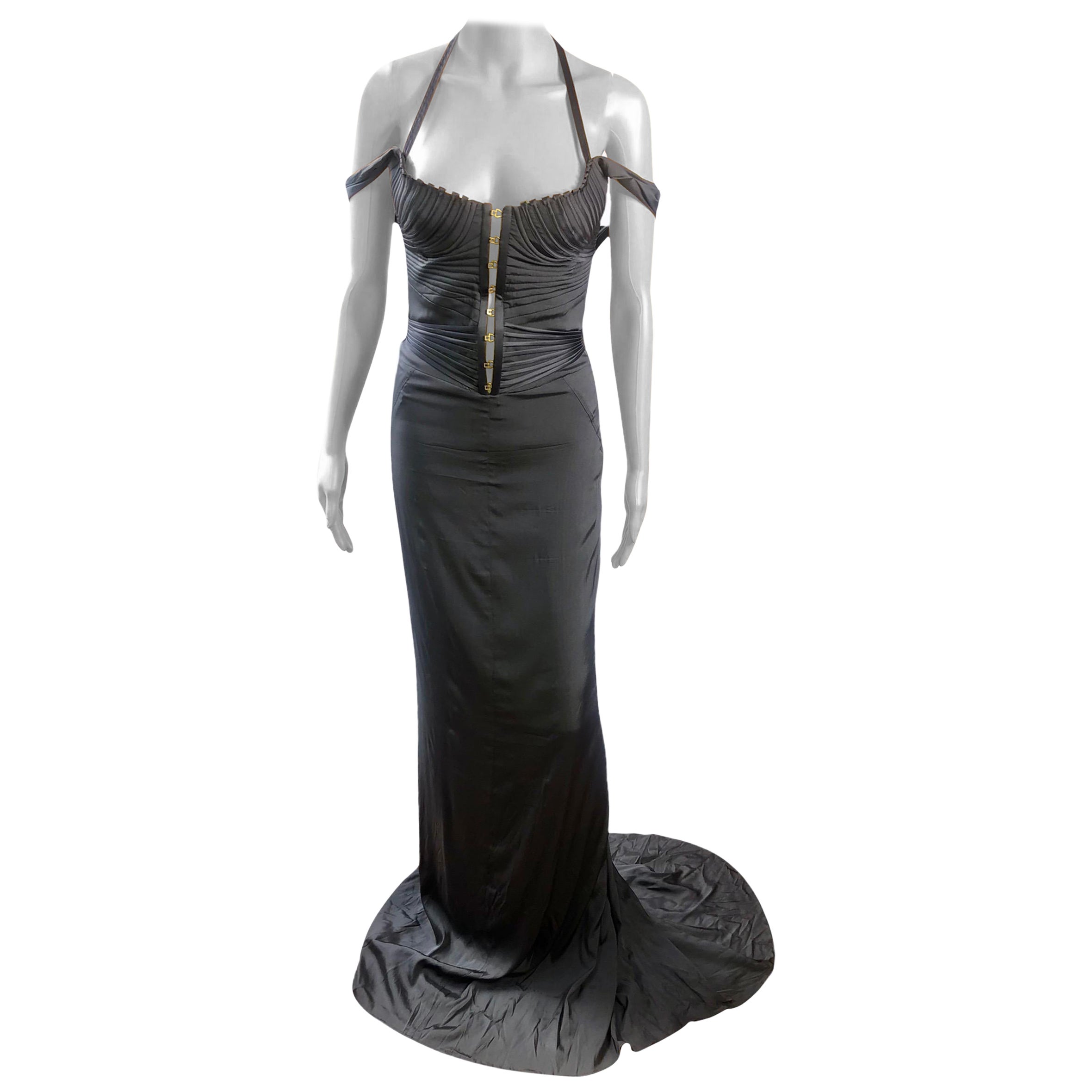 Tom Ford for Gucci F/W 2003 Bustier Corset Silk Evening Dress Gown