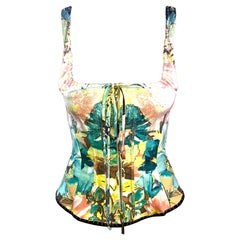 Roberto Cavalli Floral Print Bustier Corset Top