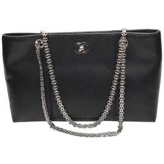 CHANEL Caviar Leather With Palladium Hardware And Chain Strap Shoulder Bag