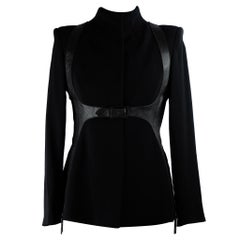 Alexander McQueen 2002 Supercalifragilistic Wool Black Leather Harness Jacket.