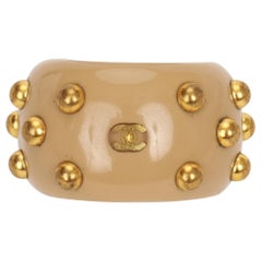 Chanel Beige Resin with Gold Accent Ring size 6 US
