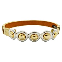 Alexis Kirk Cream Yellow Snakeskin Belt with Gold Plated Silver Plated Buckle