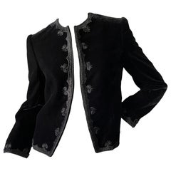 Jean-Louis Couture 1960er Schwarze Samtjacke mit gestickten Details