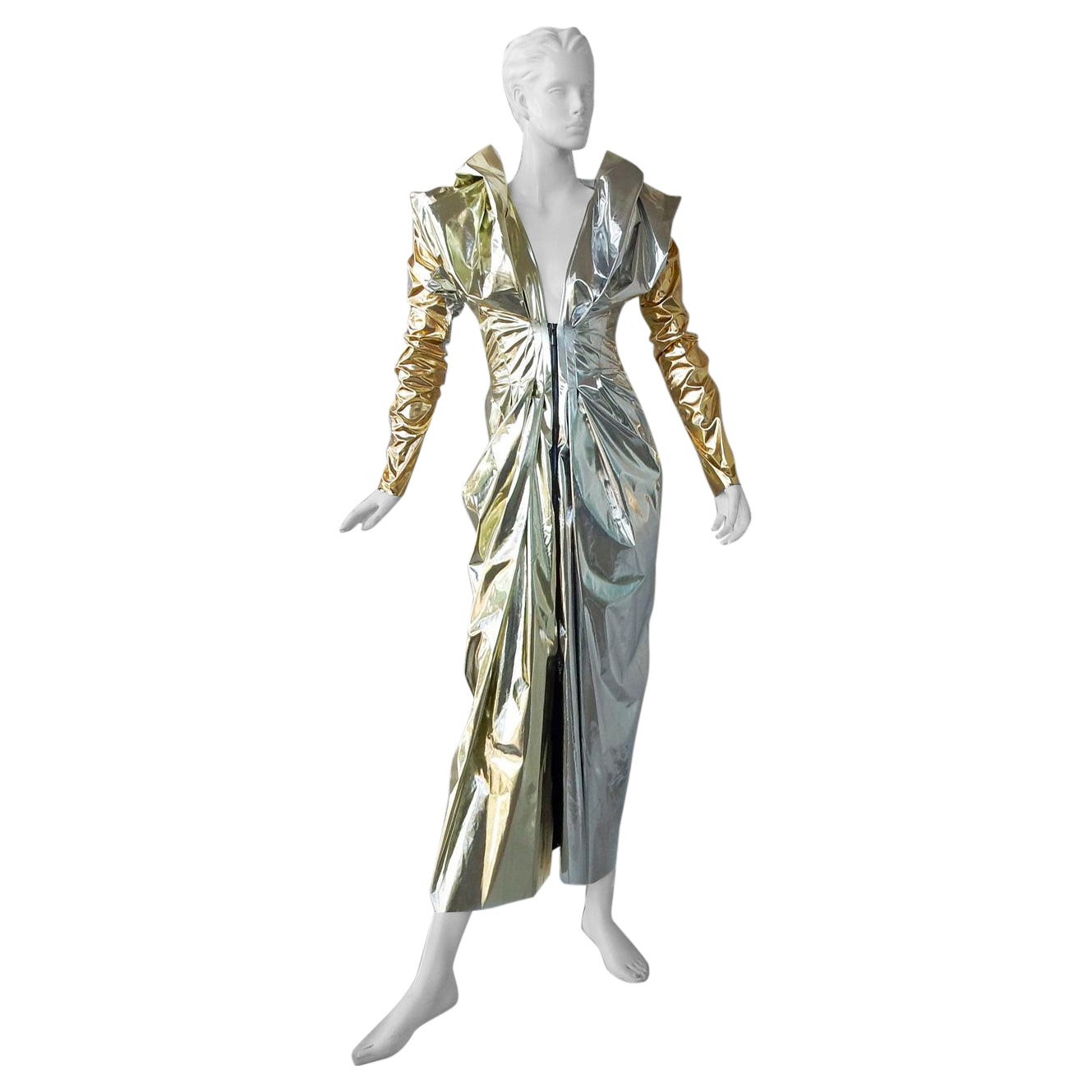 Maticevski "Stargazer" Futuristic Gold And Silver Evening Dress For Sale
