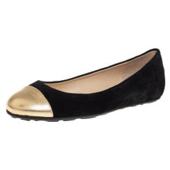 Jimmy Choo Suede And Leather Waine Embellished Cap Toe Ballet Flats Size 37.5