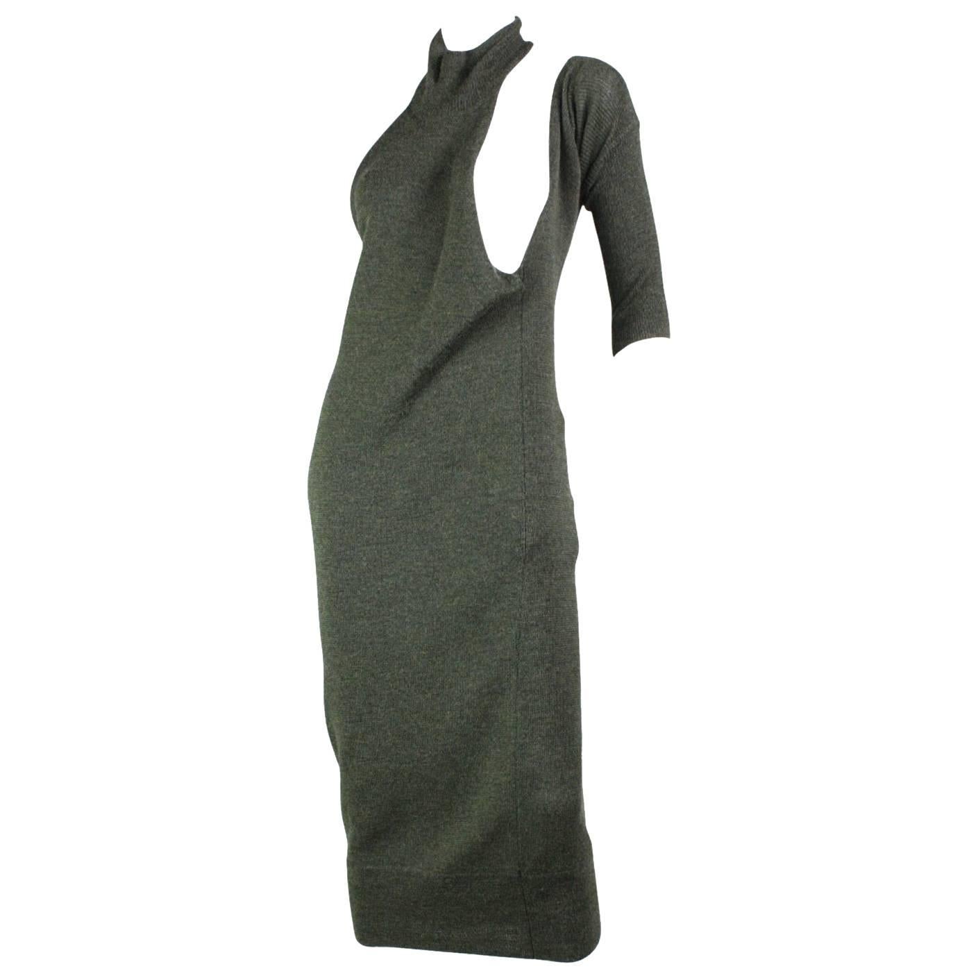 Yohji Yamamoto Asymmetrical Wool Knit Dress For Sale