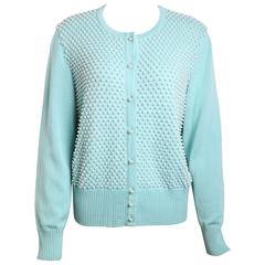 Escada Mint Green Pearl Cardigan Sweater 1