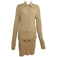 Paco Rabanne Beige Belted Jumper Dress 4
