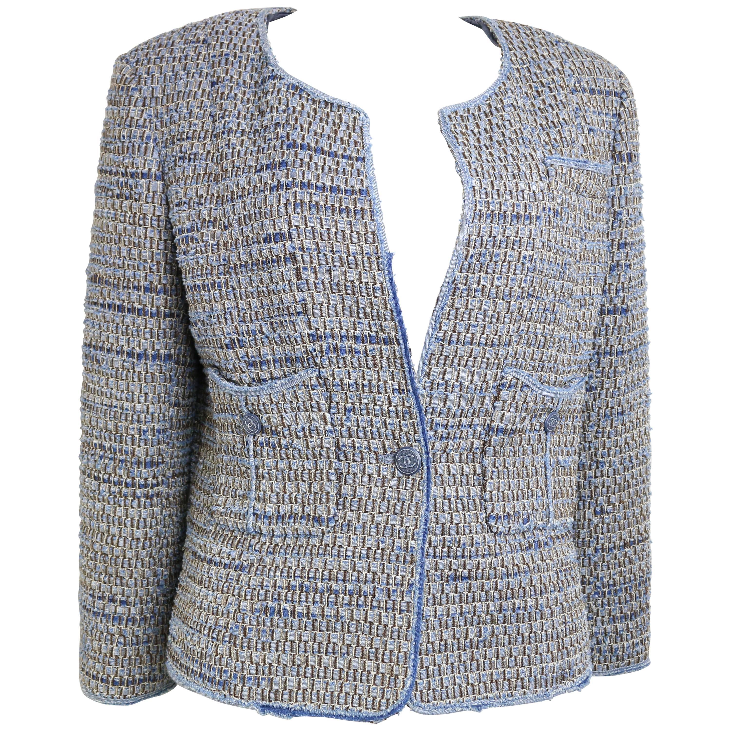 Chanel Denim Tweed 3/4 Sleeves Jacket