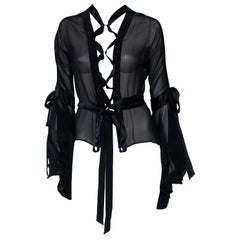 F/W 2002 Yves Saint Laurent by Tom Ford Ribbon Lace-Up Blouse Runway