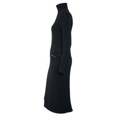 S/S 1998 Gucci by Tom Ford G Buckle Black Turtleneck Sheer Stretch Dress