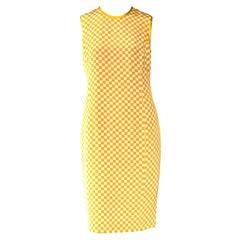 F/W 1995 Gianni Versace Yellow Orange Checker Runway Dress