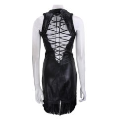 2002 Vintage Gianni Versace Black Leather Dress