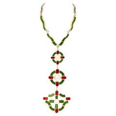 New Rare Chanel Triple Pendentif Gripoix Necklace