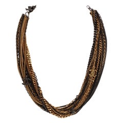Chanel Torsade Multi Chain Black Gold Necklace 