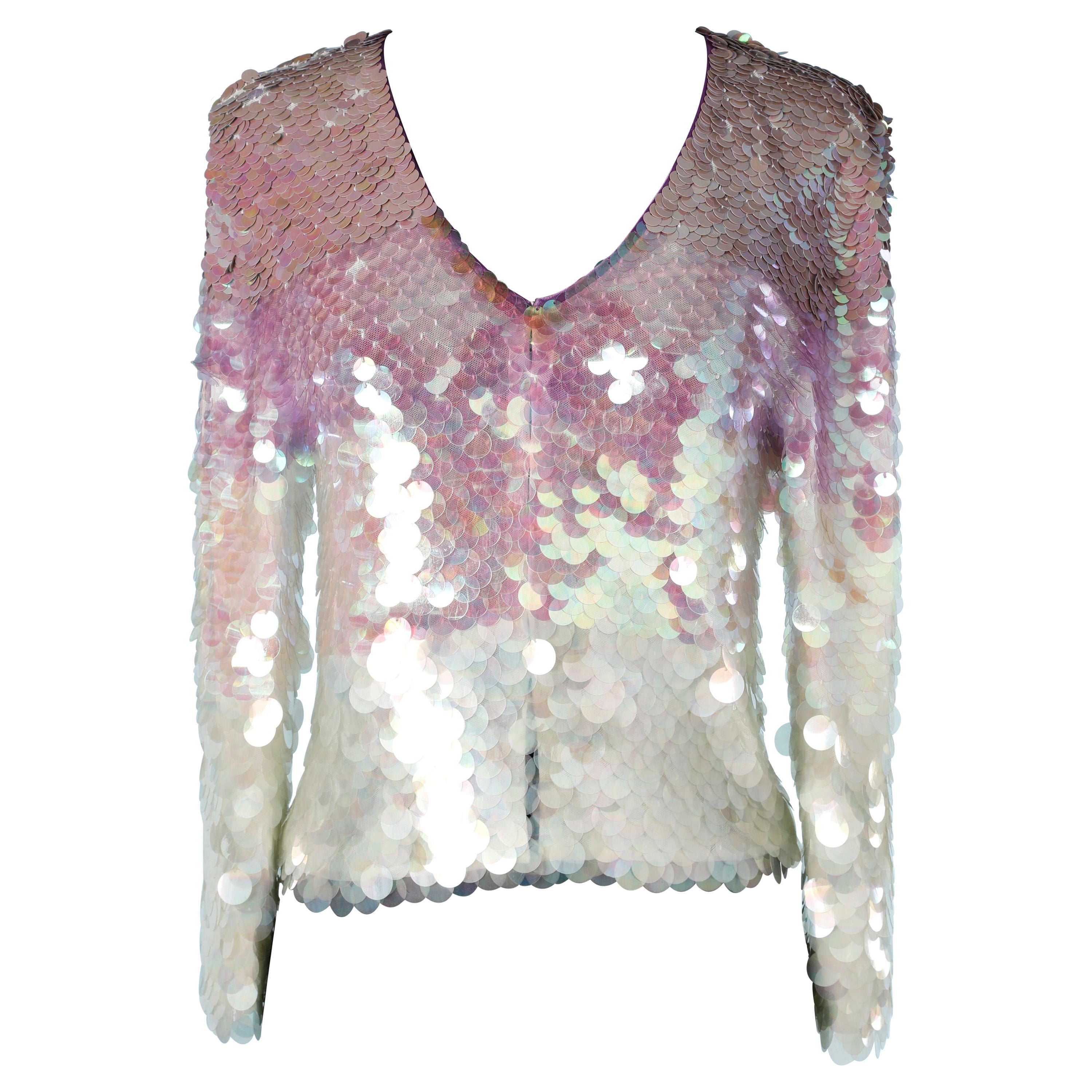 Pastel sequin iridescent cardigan Moschino Cheap & Chic  For Sale