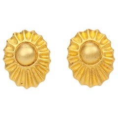Hermes 1980s Vintage Gold Clip Earrings