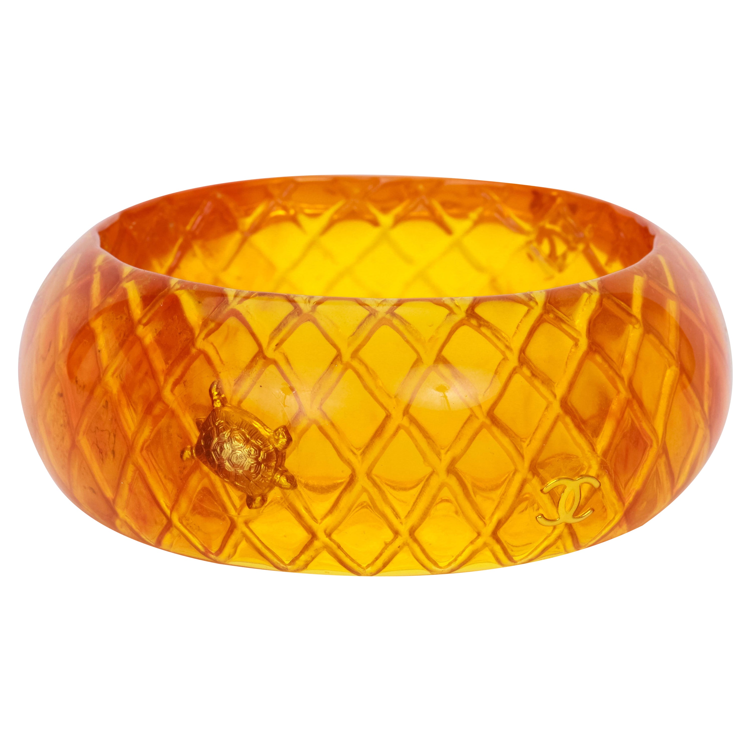 Chanel Amber Quilted Inlay Bangle Bracelet  For Sale