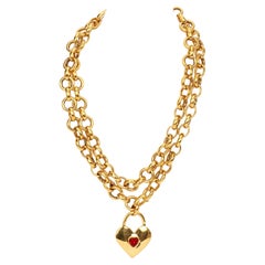 Vintage 1970's Chanel Gold Heart Charm Belt Necklace