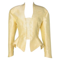 Pale yellow jacket in wild silk  Thierry Mugler