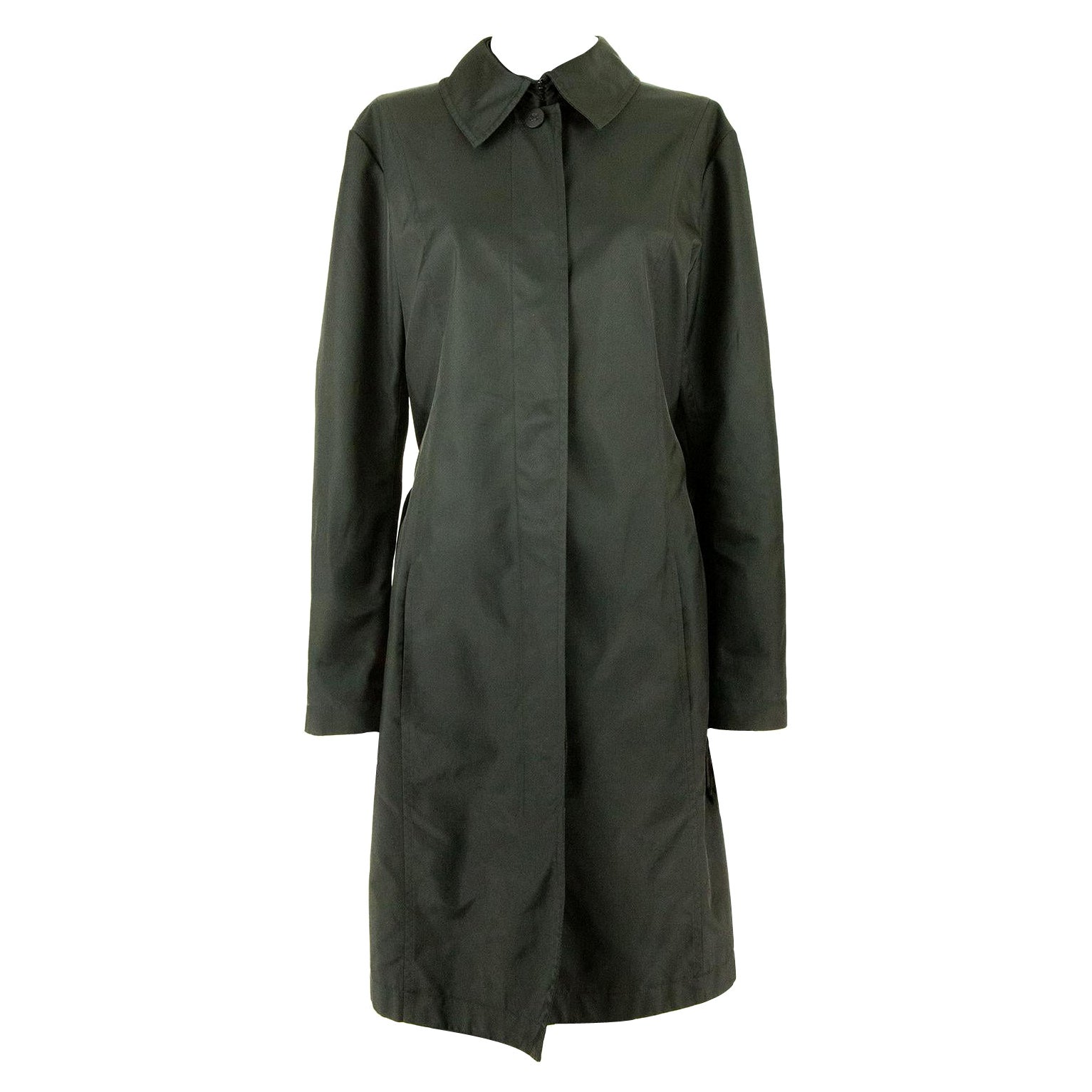 Trench-coat noir à ceinture Chanel des années 1980