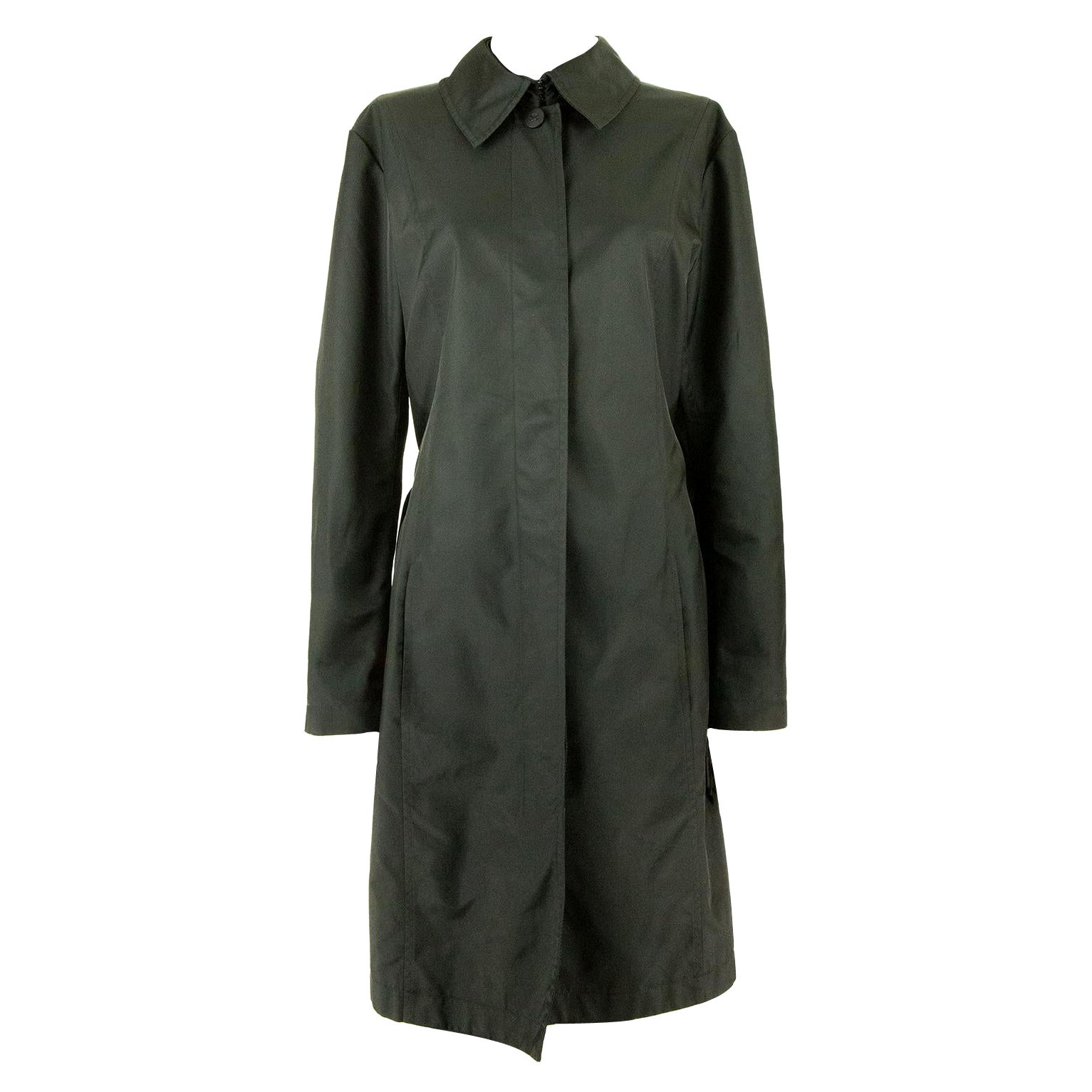 1980s Chanel Black Belted Trench Coat For Sale