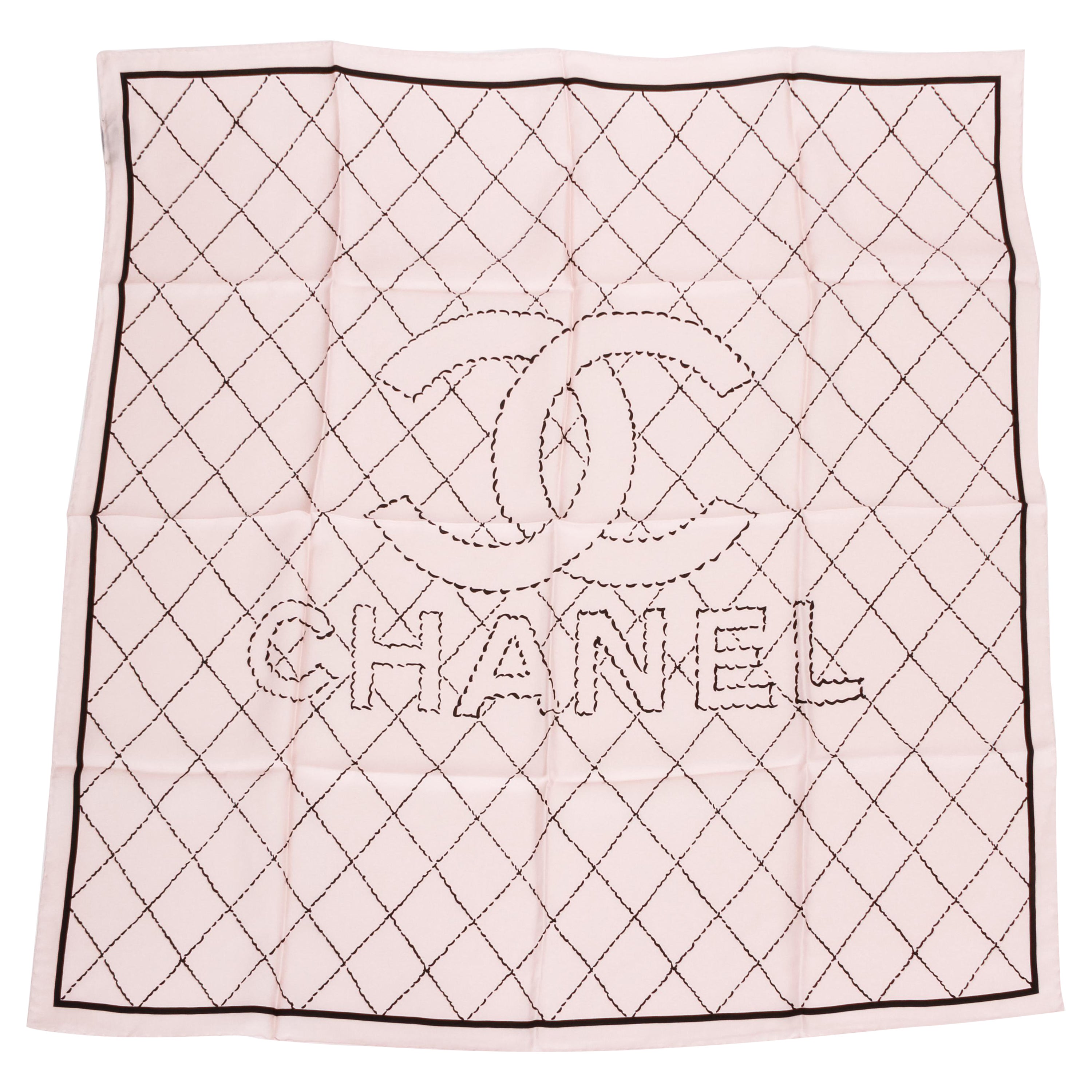 Chanel new pink and black quilted scarf For Sale