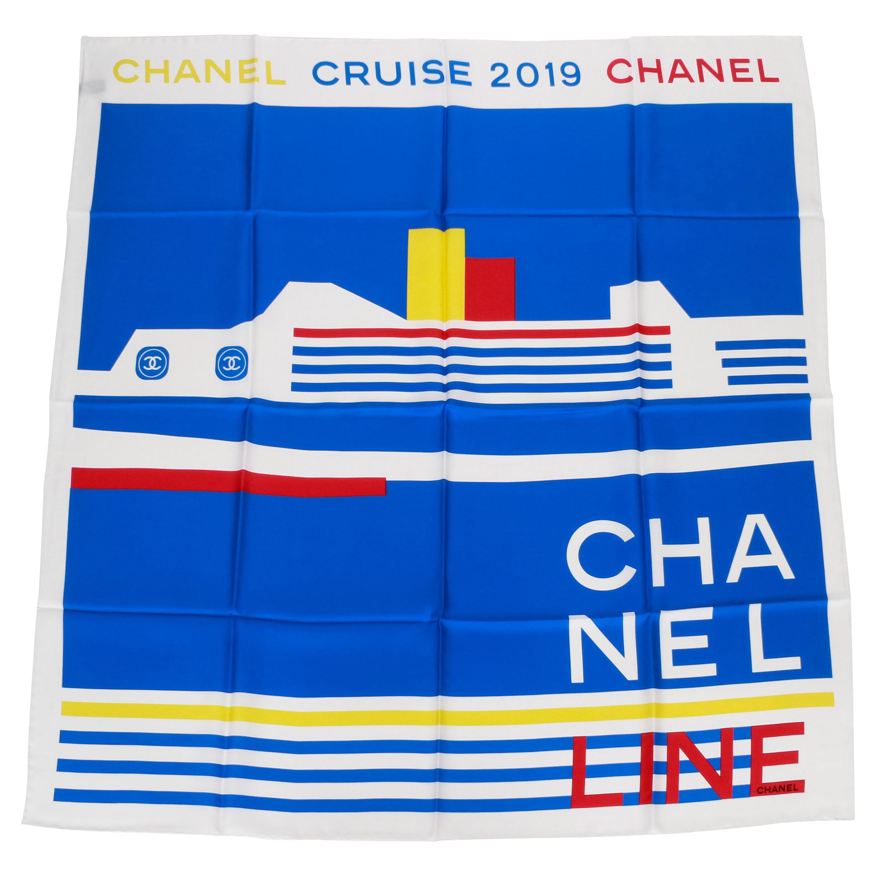 Chanel Neuer weißer/blauer/roter/gelber/gelber Schal im Angebot