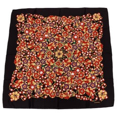 1980's Chanel Vintage Silk Gripoix Black Scarf