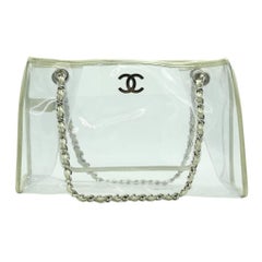 WOMENS DESIGNER Chanel Transparent Clear CC Tote Bag Gold