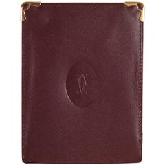 CARTIER PARIS Vintage Burgundy Leather ID DOCUMENT HOLDER Card with BOX